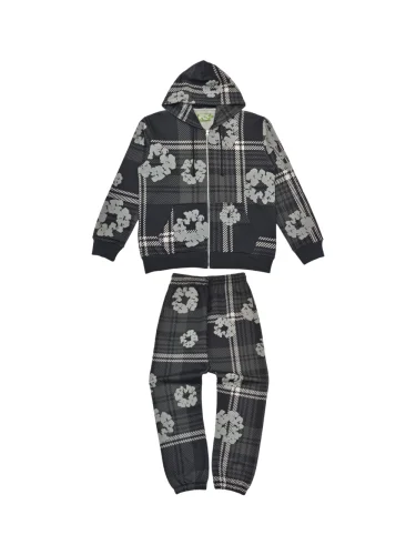 [50% Off]Denim Tears 1:1 quality version Houndstooth Cotton Fleece Zipper Hoodie & Pants Set 3 colors 28566172