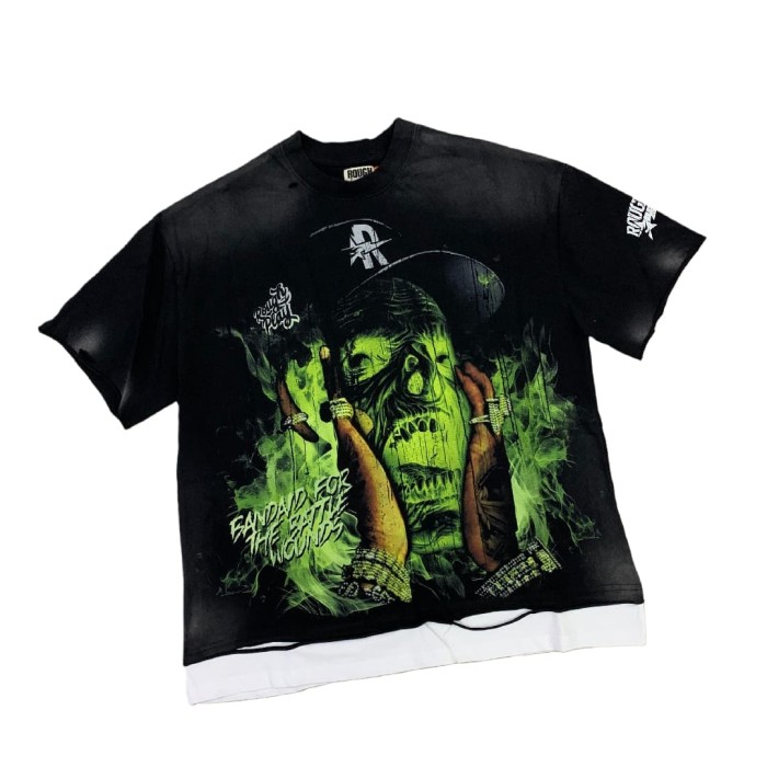 Ghoulish Screaming Monster Print Washed Version Tee 28572233