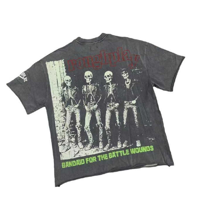 Skeleton sisters 4 Hotfix Rhinestone Print Washed Version Tee 28572230