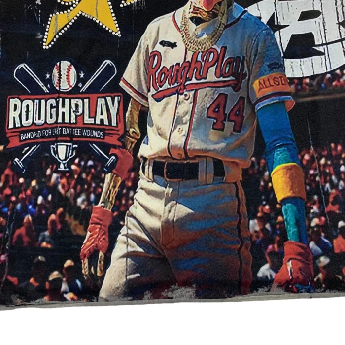 Baseball player Skull Hotfix Rhinestone Print Washed Version Tee 28572231