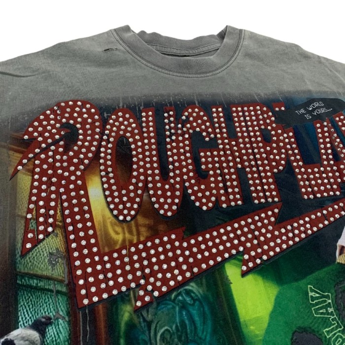 Green Hood Hotfix Rhinestone Print Washed Version Tee 28572226
