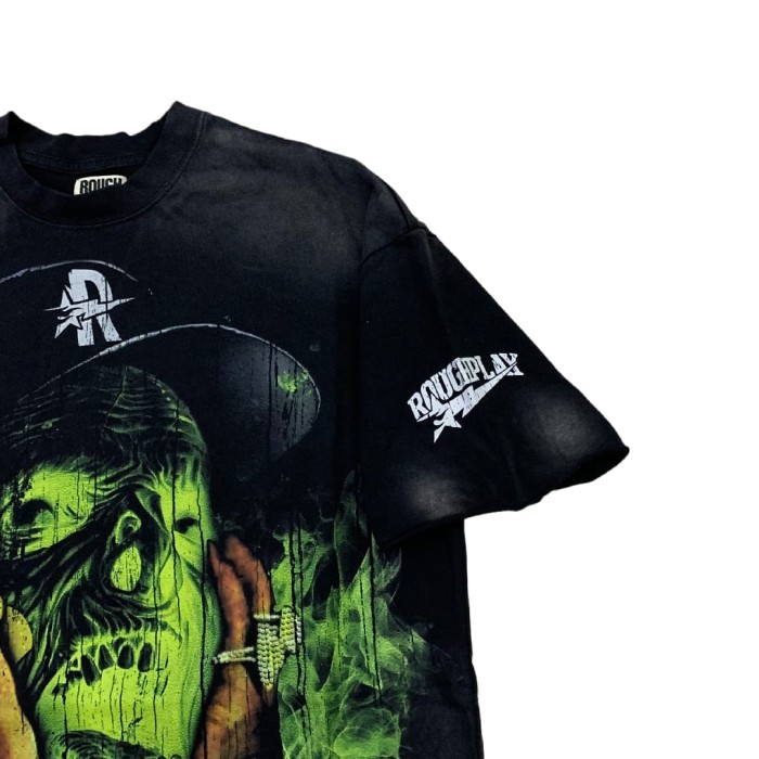 Ghoulish Screaming Monster Print Washed Version Tee 28572233