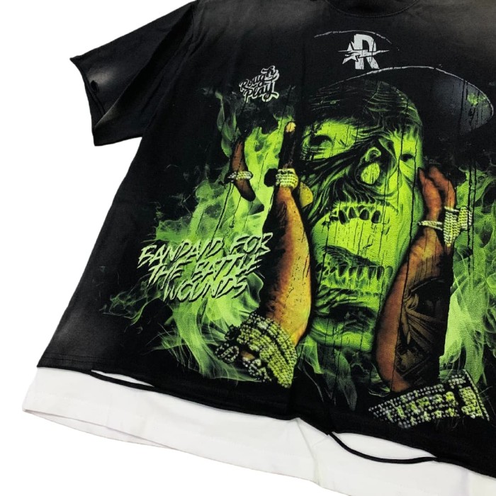 Ghoulish Screaming Monster Print Washed Version Tee 28572233