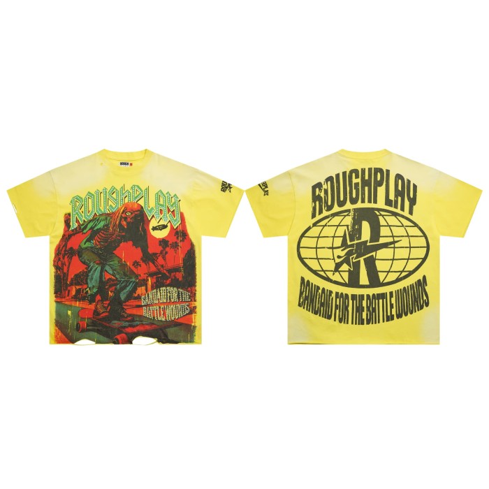 Skateboard skeleton Hotfix Rhinestone Print Washed Version Tee 28572232