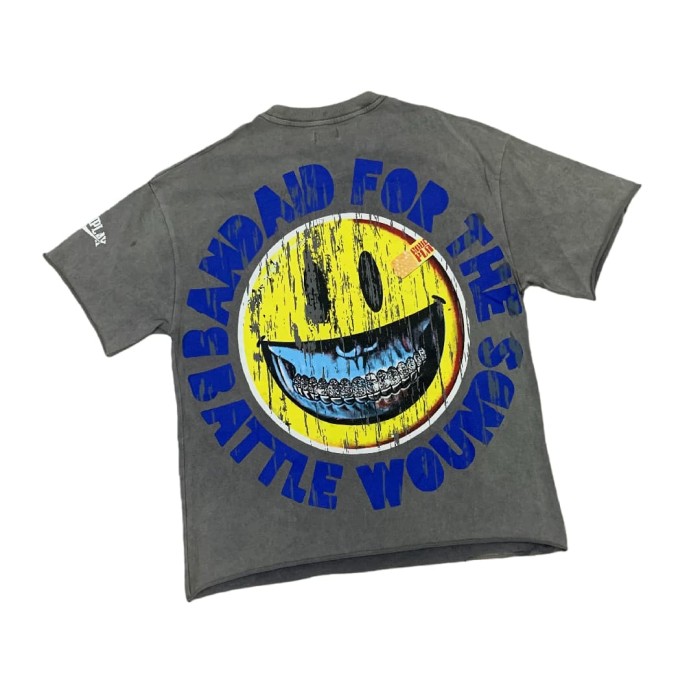 Baseball player Skull Hotfix Rhinestone Print Washed Version Tee 28572231