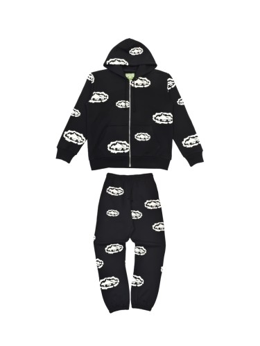 1:1 quality version Cloud Flower Print Zipper Hoodie & Pants Set 28572259