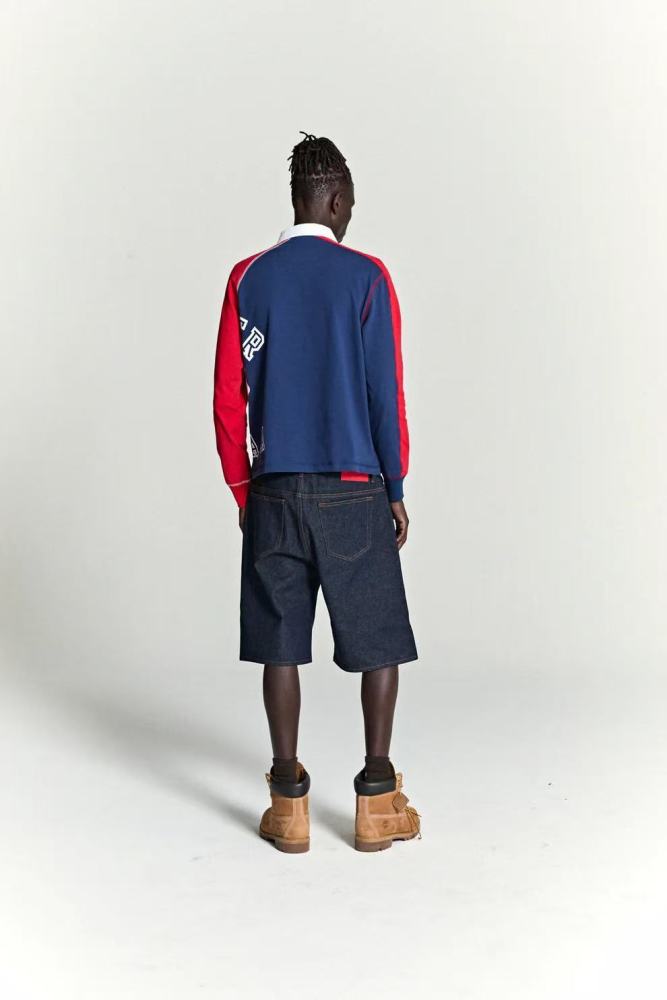 [Big & Tall for weights up to 220 lbs]1:1 quality version Blue and Red Patchwork Polo Long Sleeve T-Shirt 28576443