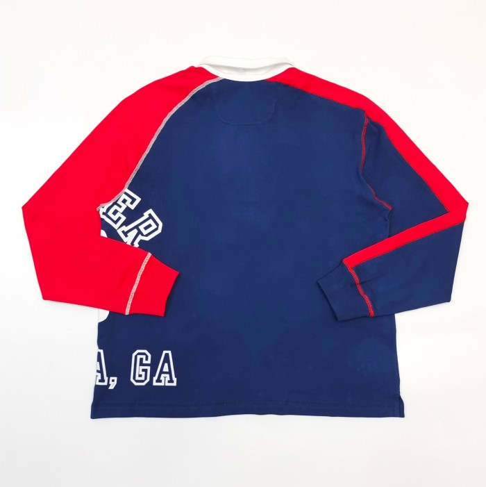 [Big & Tall for weights up to 220 lbs]1:1 quality version Blue and Red Patchwork Polo Long Sleeve T-Shirt 28576443