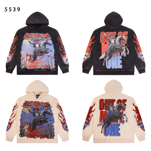 [Buy One Get One Free]Skeleton Horse Riding Flame Print Washed Version Hoodie 2 colors 28576268