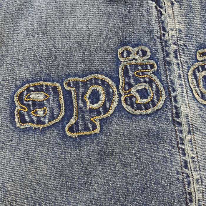 [Big & Tall for weights up to 220 lbs]1:1 quality version Patchwork Embroidery Denim Zipper Jacket & Jeans Set 28576449