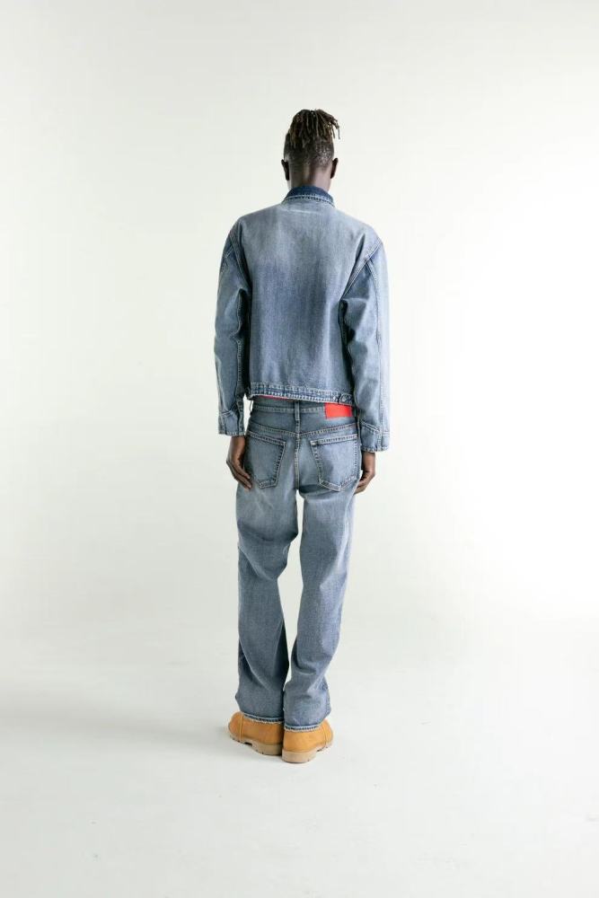 [Big & Tall for weights up to 220 lbs]1:1 quality version Patchwork Embroidery Denim Zipper Jacket & Jeans Set 28576449