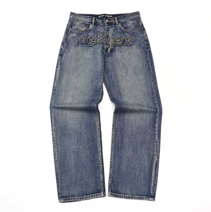 [Big & Tall for weights up to 220 lbs]1:1 quality version Patchwork Embroidery Denim Zipper Jacket & Jeans Set 28576449