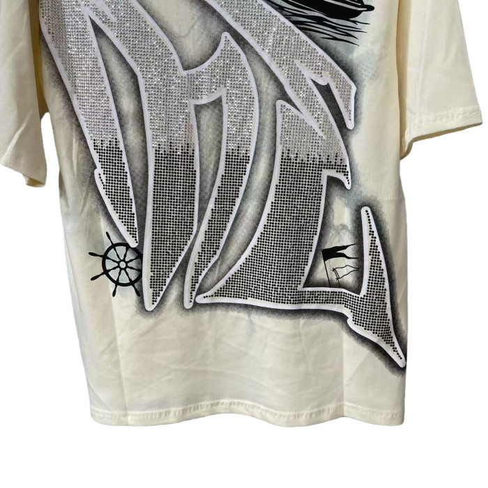 Black and White Rhinestone Angel Jet Ski Print Tee 28592931