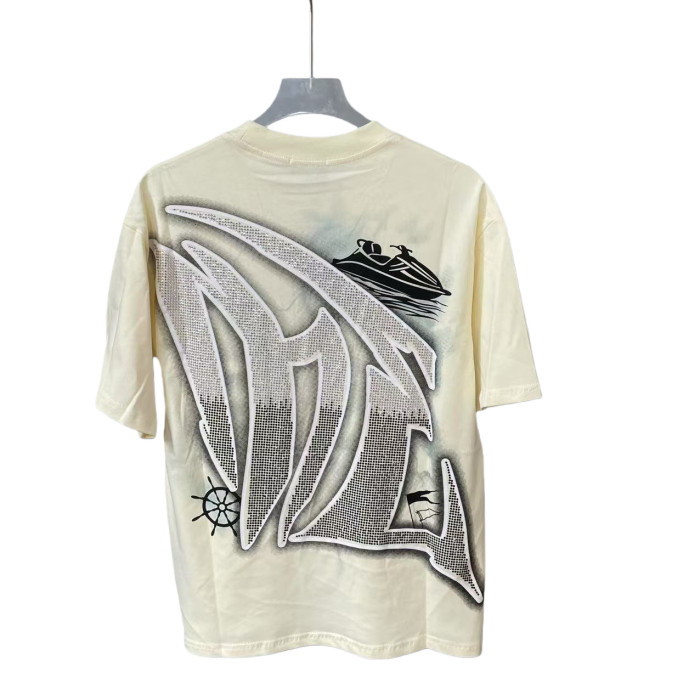 Black and White Rhinestone Angel Jet Ski Print Tee 28592931