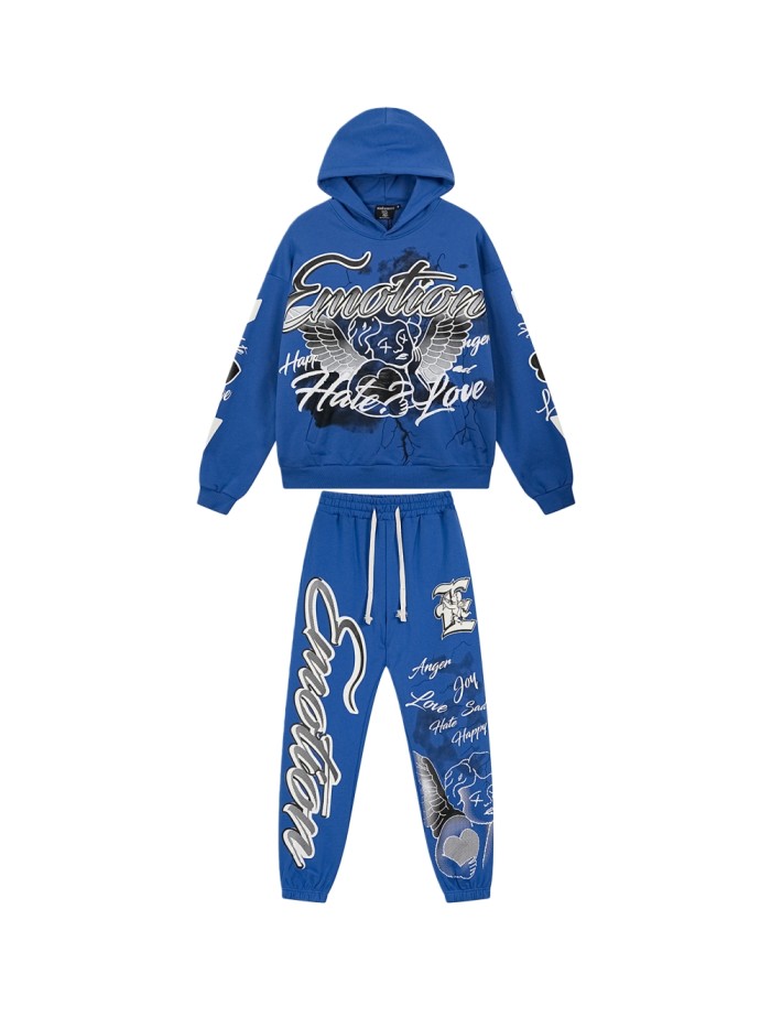 Street Graffiti Print Hoodie & Pants Set 3 colors 28594833