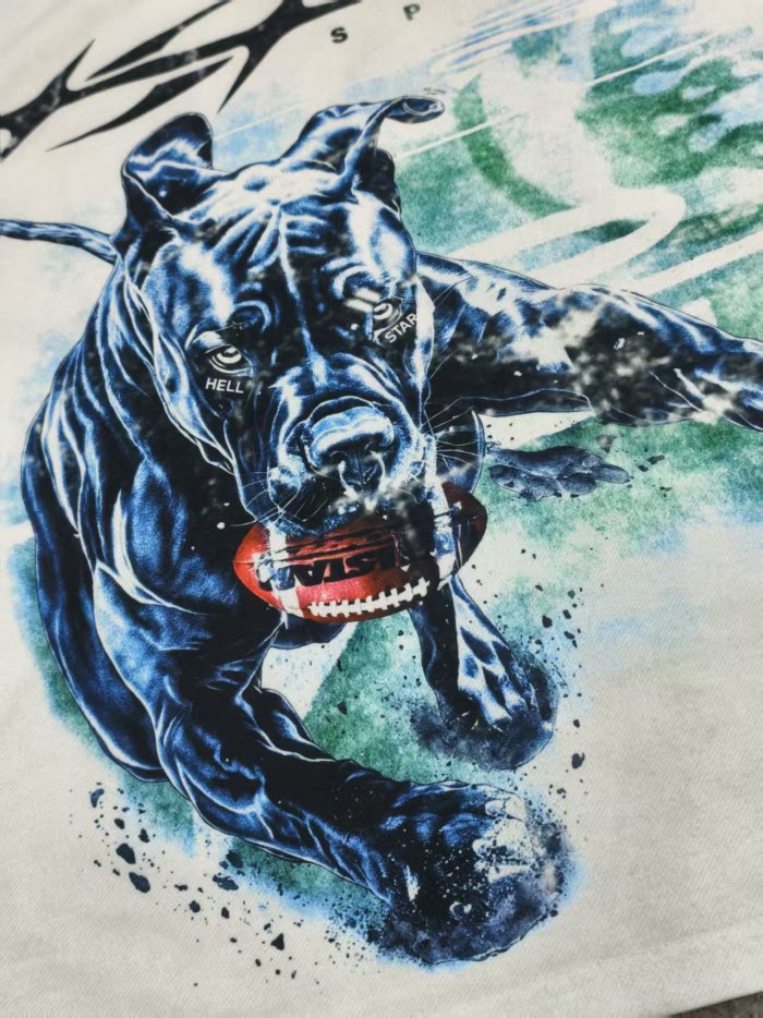 Black Dog Print Washed Version Long-Sleeve T-Shirt 28471106