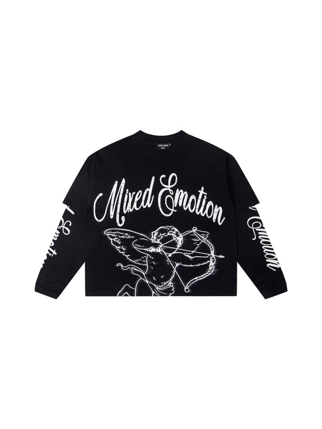 Logo Printed Diamond Fake Two-Piece Long-Sleeve T-Shirt 2 colors 28434339