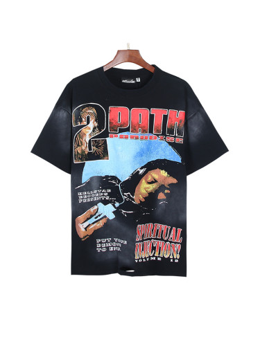 [Buy Two Get One Free]Character Print Washed Version Reversible Distressed Tee 28596852