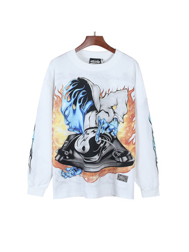 Tai Chi Symbol Print Reversible Long-Sleeve T-Shirt 28596847