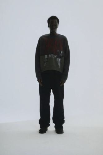 [Buy One Get One Free] 1:1 quality version Black and Gray Patchwork Crewneck Sweatshirt 28597865