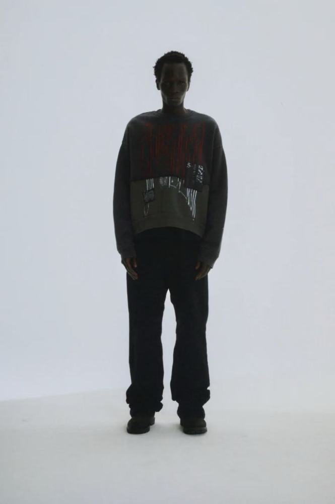 1:1 quality version Black and Gray Patchwork Crewneck Sweatshirt 28597865