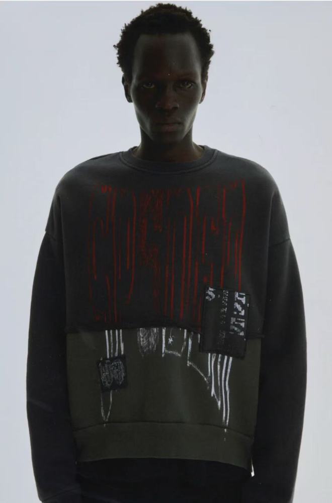 1:1 quality version Black and Gray Patchwork Crewneck Sweatshirt 28597865