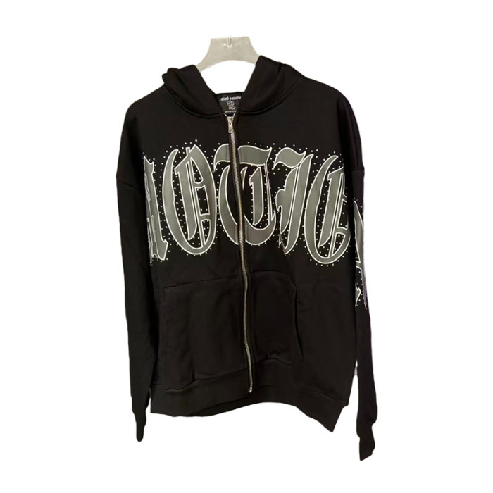 Signature rhinestone Zipper Hoodie 2 colors 28599037