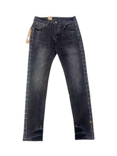 1:1 quality version Side Rhinestone Denim Jeans 28434003