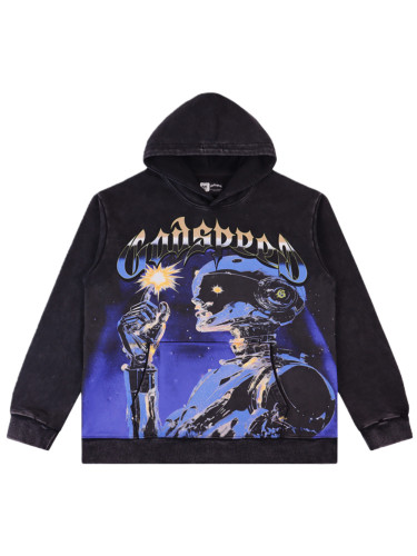 [Buy One Get One Free]Robot's Flash of Inspiration Printed Washed Version Hoodie 2 colors 28602412