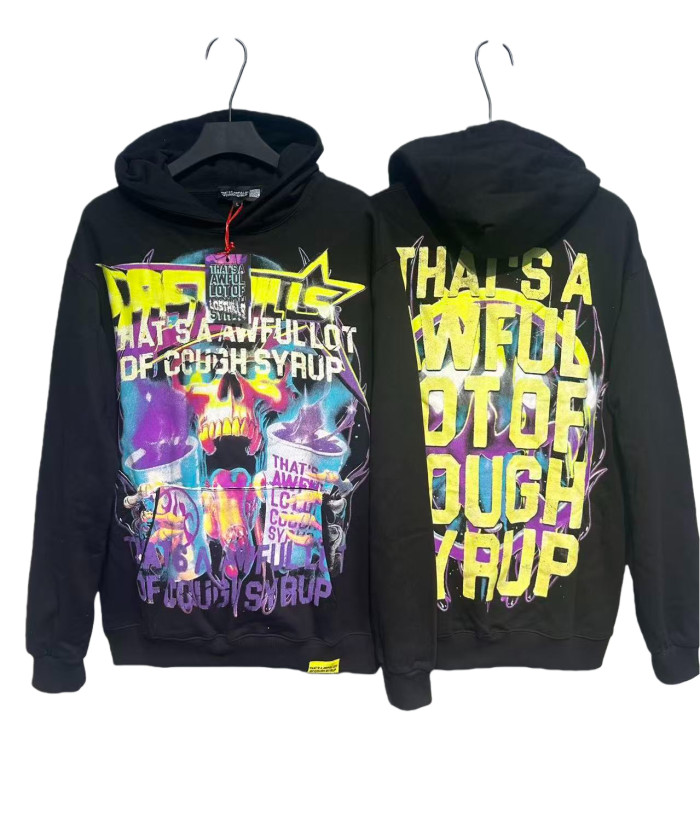 Skull Purple Syrup Cup Print Hoodie 28620242