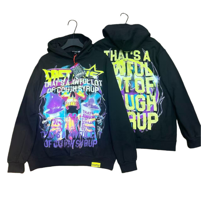 Skull Purple Syrup Cup Print Hoodie 28620242