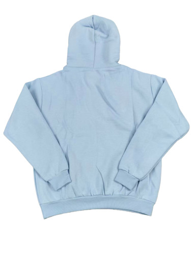 Light Blue Rhinestone Letter Print Hoodie 28621614