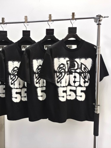 [Big & Tall for weights up to 220 lbs]1:1 quality version Black Layered with White Letter Print Tee 28620255