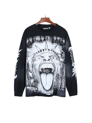 Parody Statue Print Washed Version Distressed LongSleeve T-Shirt 28620247