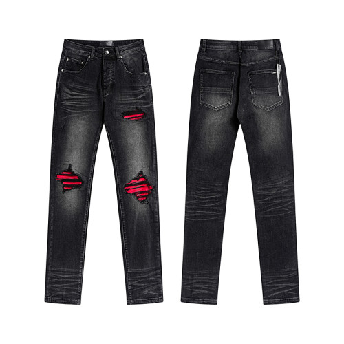 Red Ripped Patch Jeans 28622535