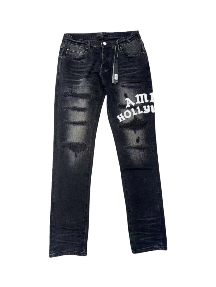  1:1 quality version Hollywood Letter Embroidered Jeans 28622689