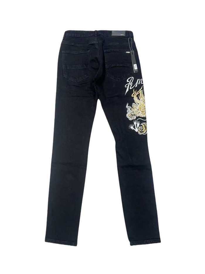  1:1 quality version Dragon Letter Embroidered Jeans 28622683
