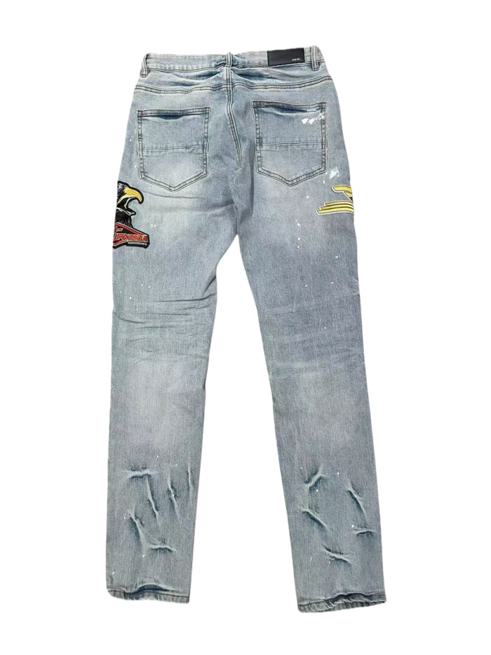  1:1 quality version Eagle Embroidered Jeans 28622658