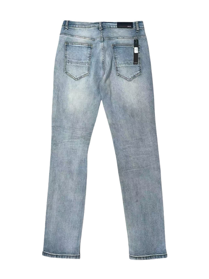  1:1 quality version Drip-Painted Distressed Denim Jeans 28624034