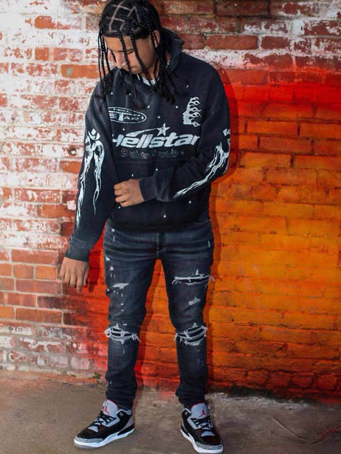 Logo Star Print Washed Version Hoodie & pants set 28624690