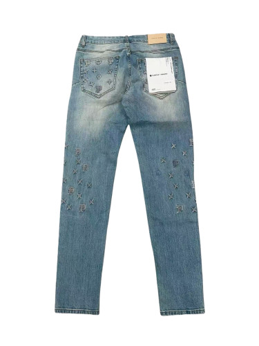   1:1 quality version Flocked Pattern Jeans 2 colors 28628158