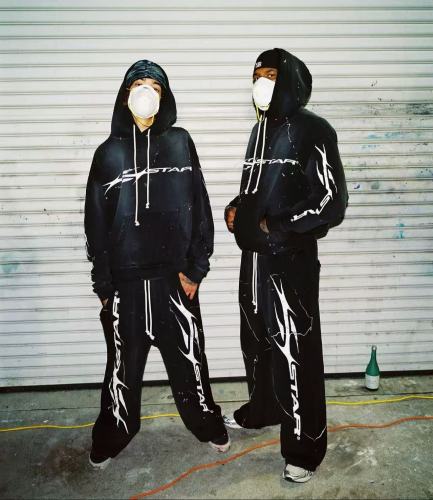 [Buy One Get One Free][Big & Tall for weights up to 260 lbs]1:1 quality version 28204262 Pointed Letter Splash Print Hoodie & Pants Set