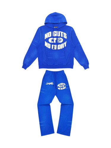 [Buy One Get One Free][Big & Tall for weights up to 260 lbs]1:1 quality version White NG Printed Blue Hoodie & Pants Set with NFC tag