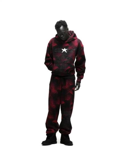 [Buy One Get One Free] 1:1 quality version Black Web Red Line Checkered Hoodie & Pants Set 28631071
