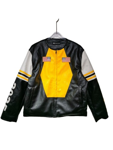 Symmetric National Flag Golden Star Leather Jacket 28630923
