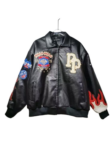 Small Pearl Old Eagle Badge Leather Jacket 4 colors 28630919