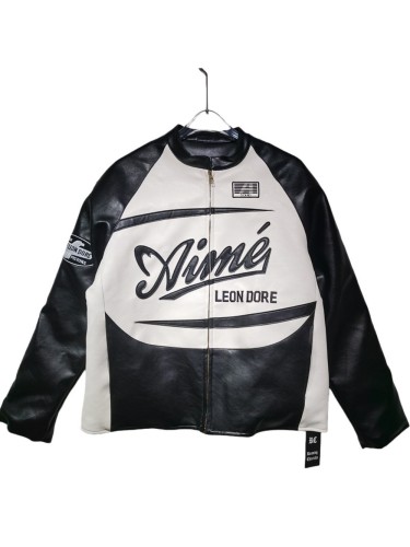 LEON DORE Black and White Leather Jacket 28630922