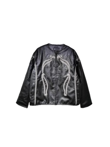 Demon Skull Embroidery Motorcycle Leather Jacket 28630928