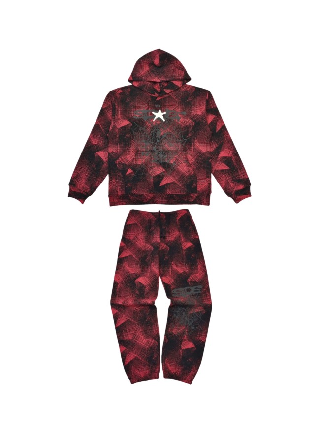 1:1 quality version Black Web Red Line Checkered Hoodie & Pants Set 28631071