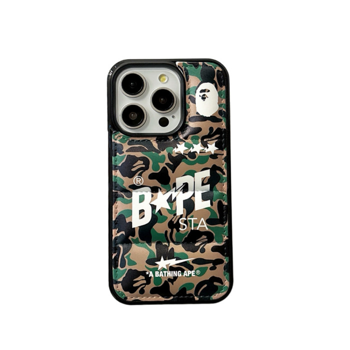 Down-filled Leather Feather Jacket Camouflage Ape Head iPhone Case 9 colors 28632446